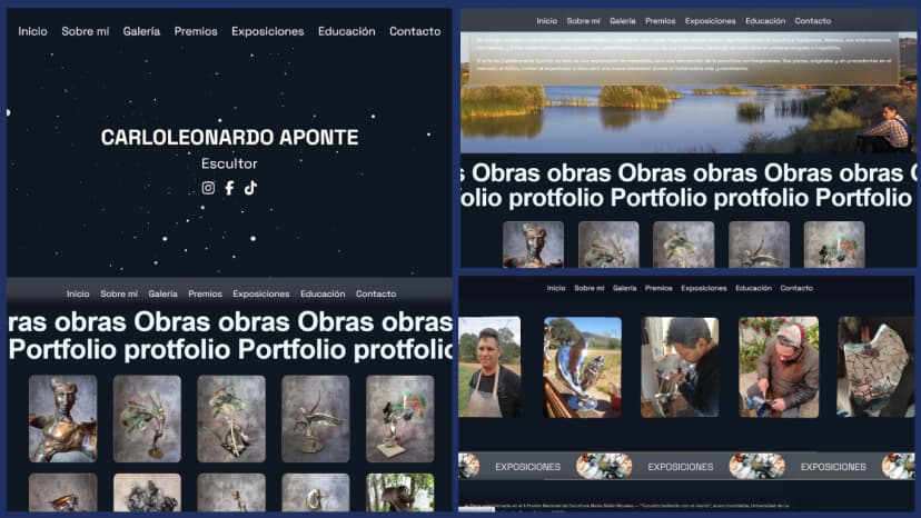 Portfolio Carloleonardo Aponte mostrando imagenes de sus esculturas